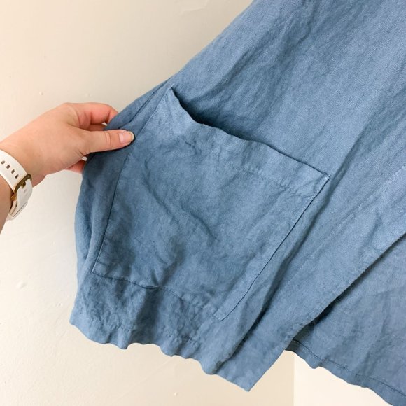 Puro Lino Italy blue open linen duster cardigan - Picture 6 of 8